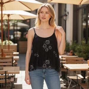 Made in Italy Embroidered Silk Blend Top VTG Sheer Lined Braided Straps Y2K Boho